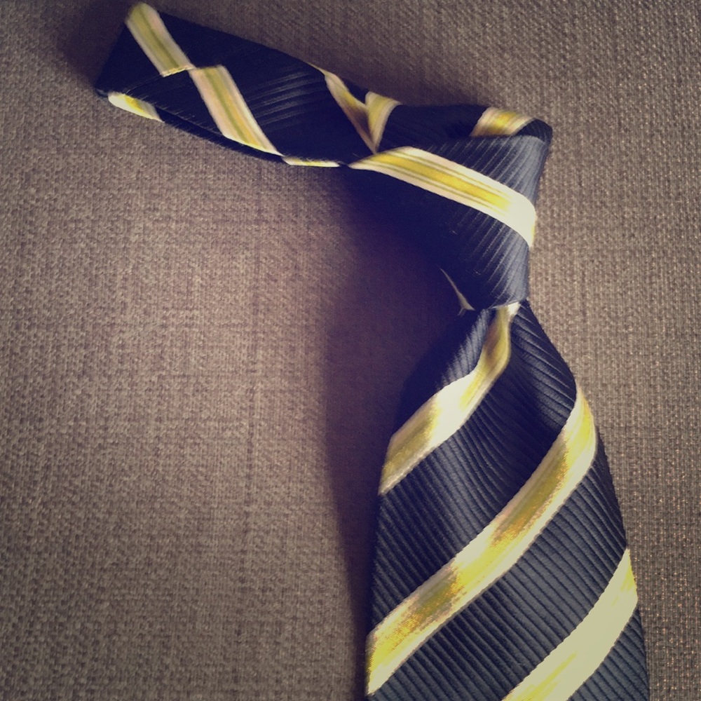 Kenzo silk tie dark blue with green stripes